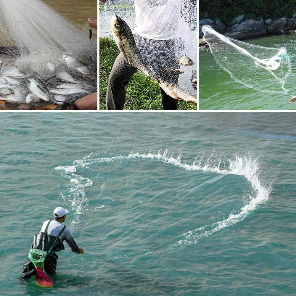 High-Quality Monofilament Nylon Fishing Net – Throw/Cast Style with Drawstring