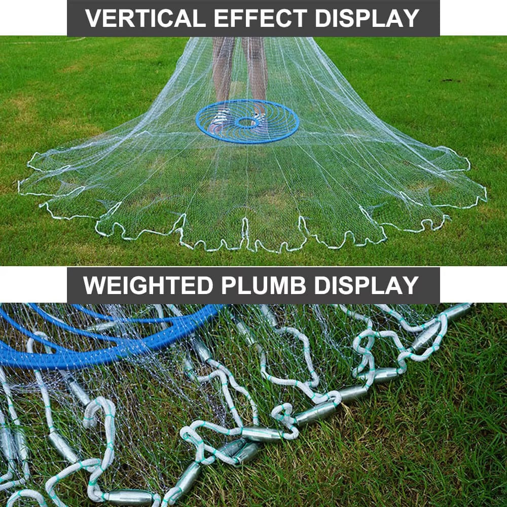 High-Quality Monofilament Nylon Fishing Net – Throw/Cast Style with Drawstring