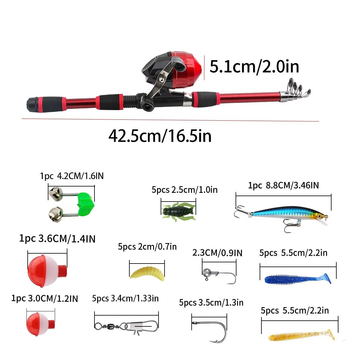 Wholesale 1.8M Portable Telescopic Spinning Rod & Reel Combo