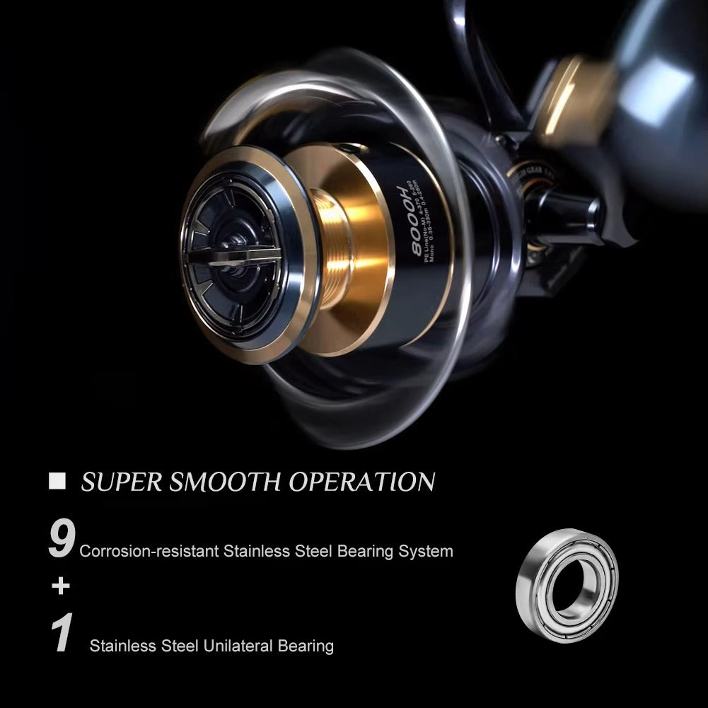 Full Metal 9+1BB CNC Aluminum Spinning Reel – Smooth Casting, Boat Fishing