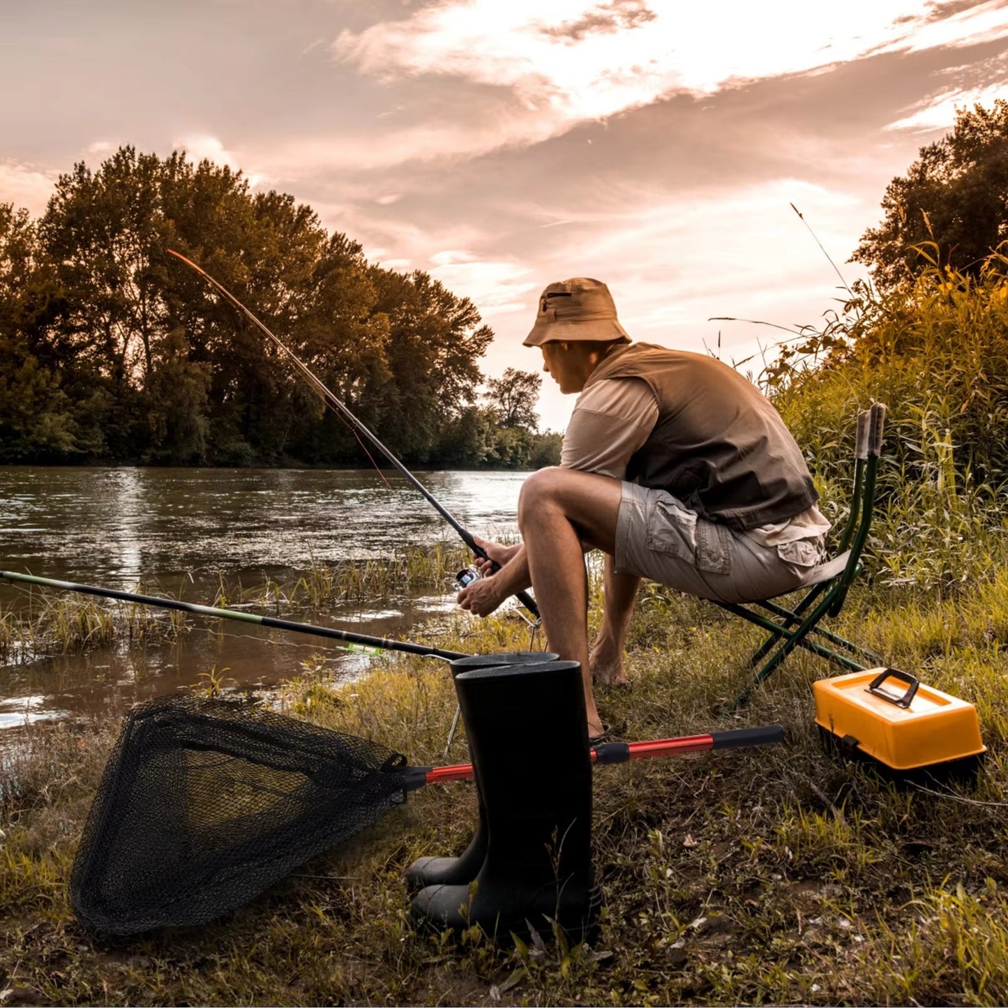Portable Folding Telescopic Fishing Landing Net – Multifilament, Collapsible
