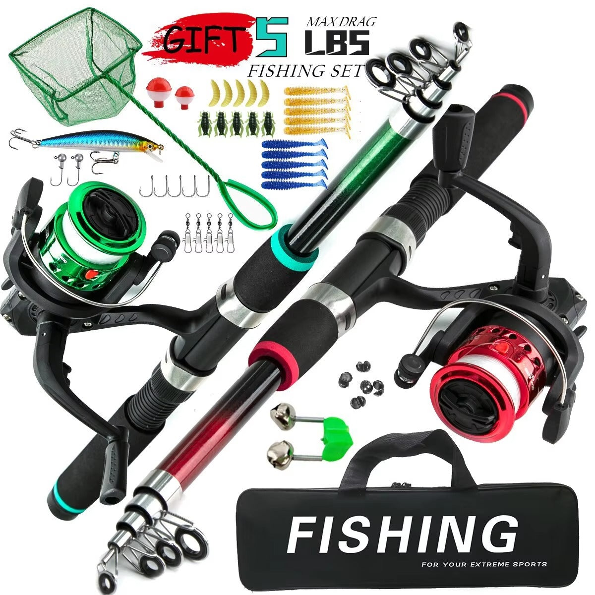 Wholesale Kids' 1.8m Portable Telescopic Lure Fishing Rod Set.