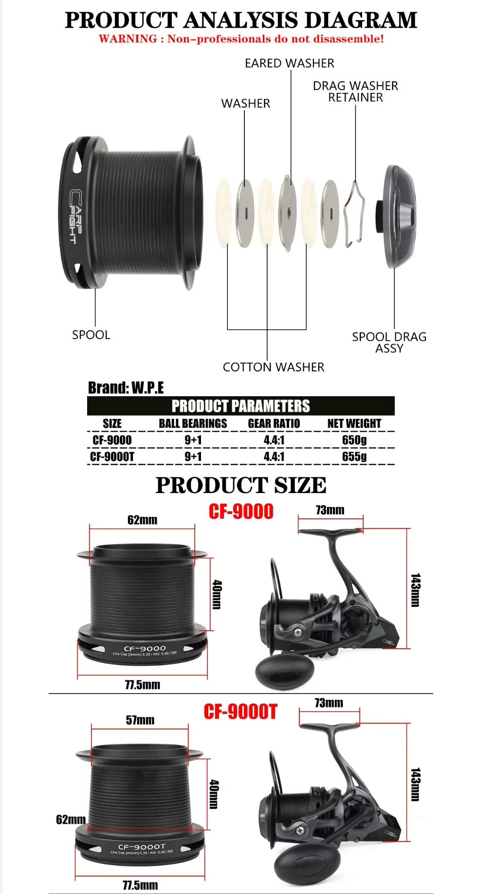 High-Performance Aluminum Carp Spinning Reel – 650g, 9+1 Bearings, Rotation Fight.