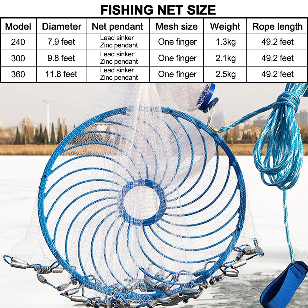 High-Quality Monofilament Nylon Fishing Net – Throw/Cast Style with Drawstring