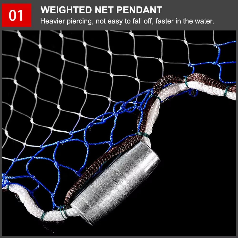 High-Quality Monofilament Nylon Fishing Net – Throw/Cast Style with Drawstring
