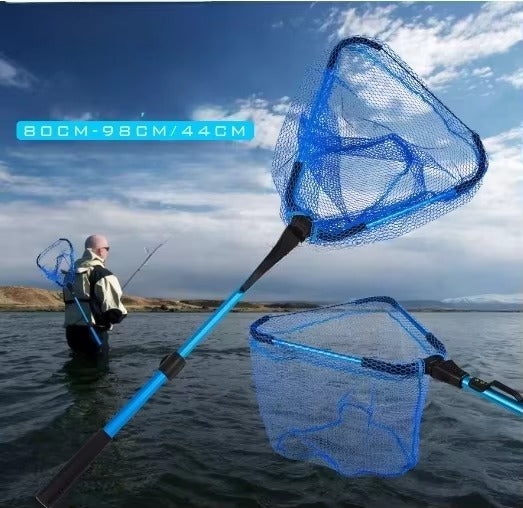 Wholesale Foldable Nylon Fishing Net – 2-Section Telescopic Aluminum Alloy Triangular Landing Net