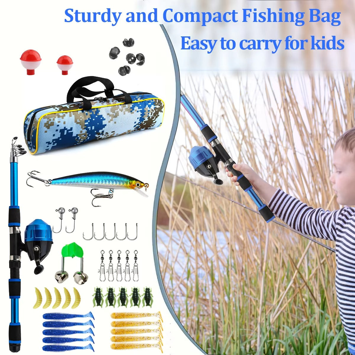 Wholesale 1.8M Portable Telescopic Spinning Rod & Reel Combo