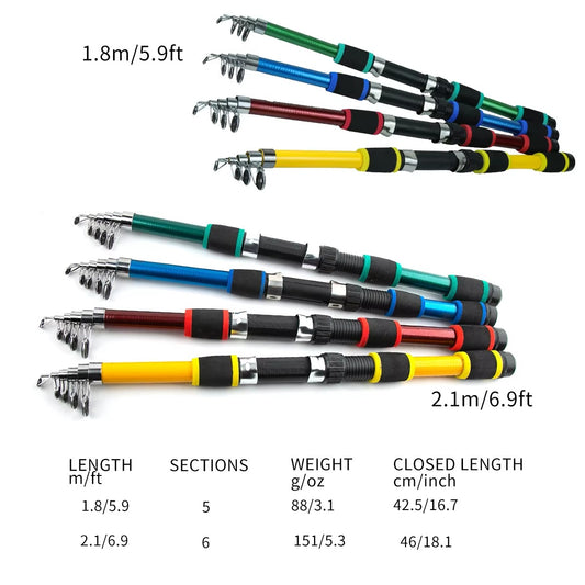Wholesale Portable Ultra-Short 1.8m Telescopic Rod & Reel Set – Casting/Spinning, Sea Fishing