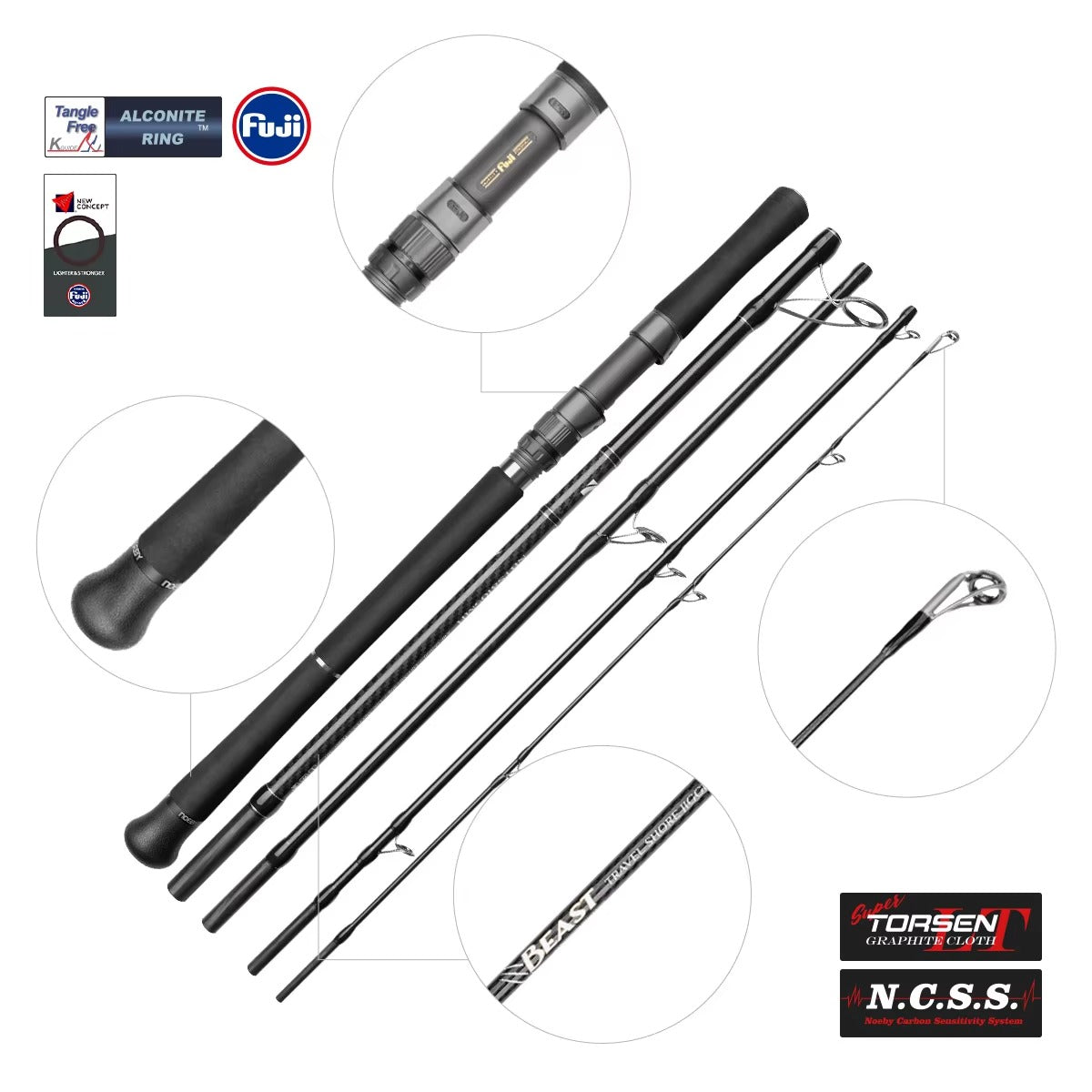 5-Piece Travel Jigging Rod – 80-300g Lure, Long-Distance Shore Casting