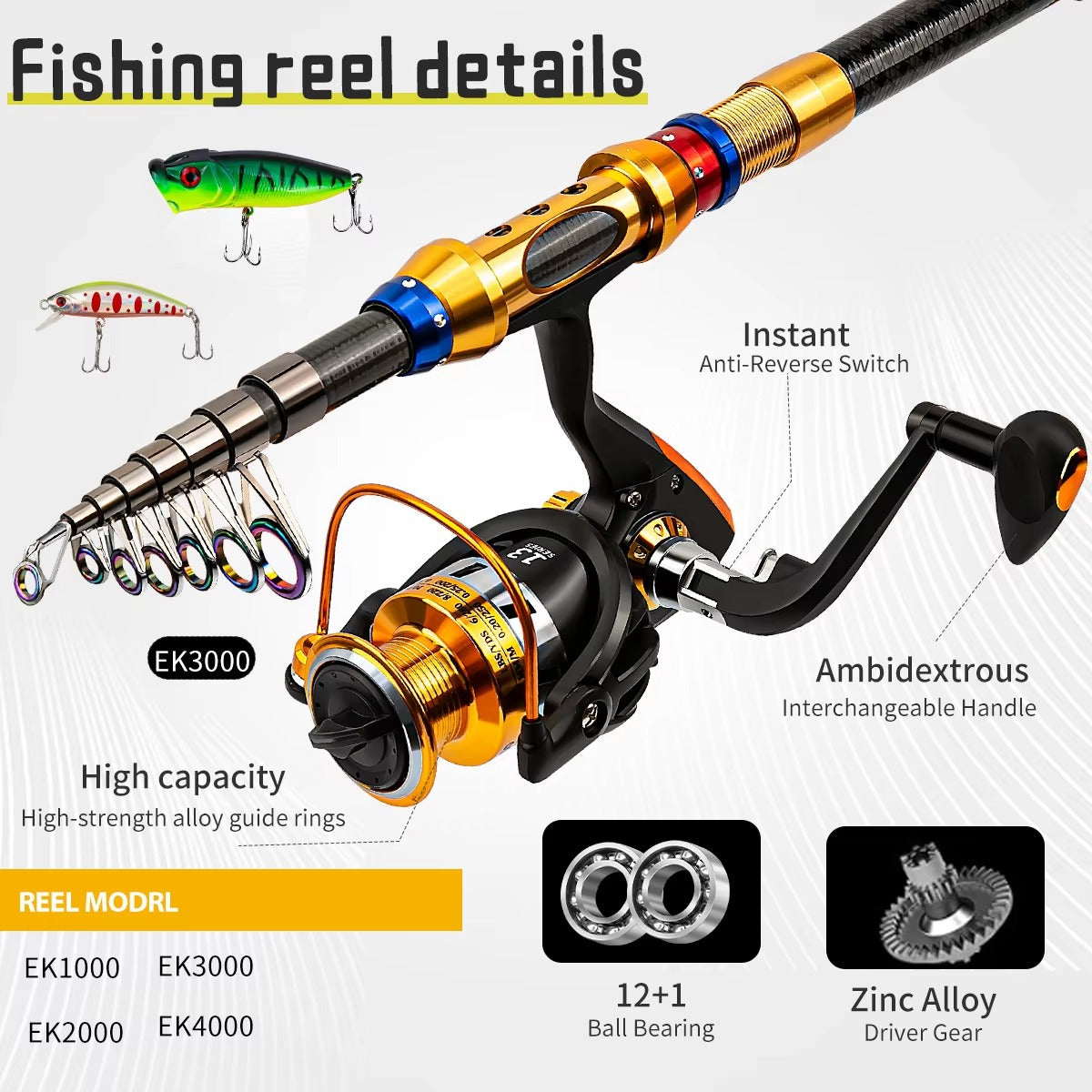 Wholesale Carbon Spinning Rod & Reel Combo – Telescopic Set