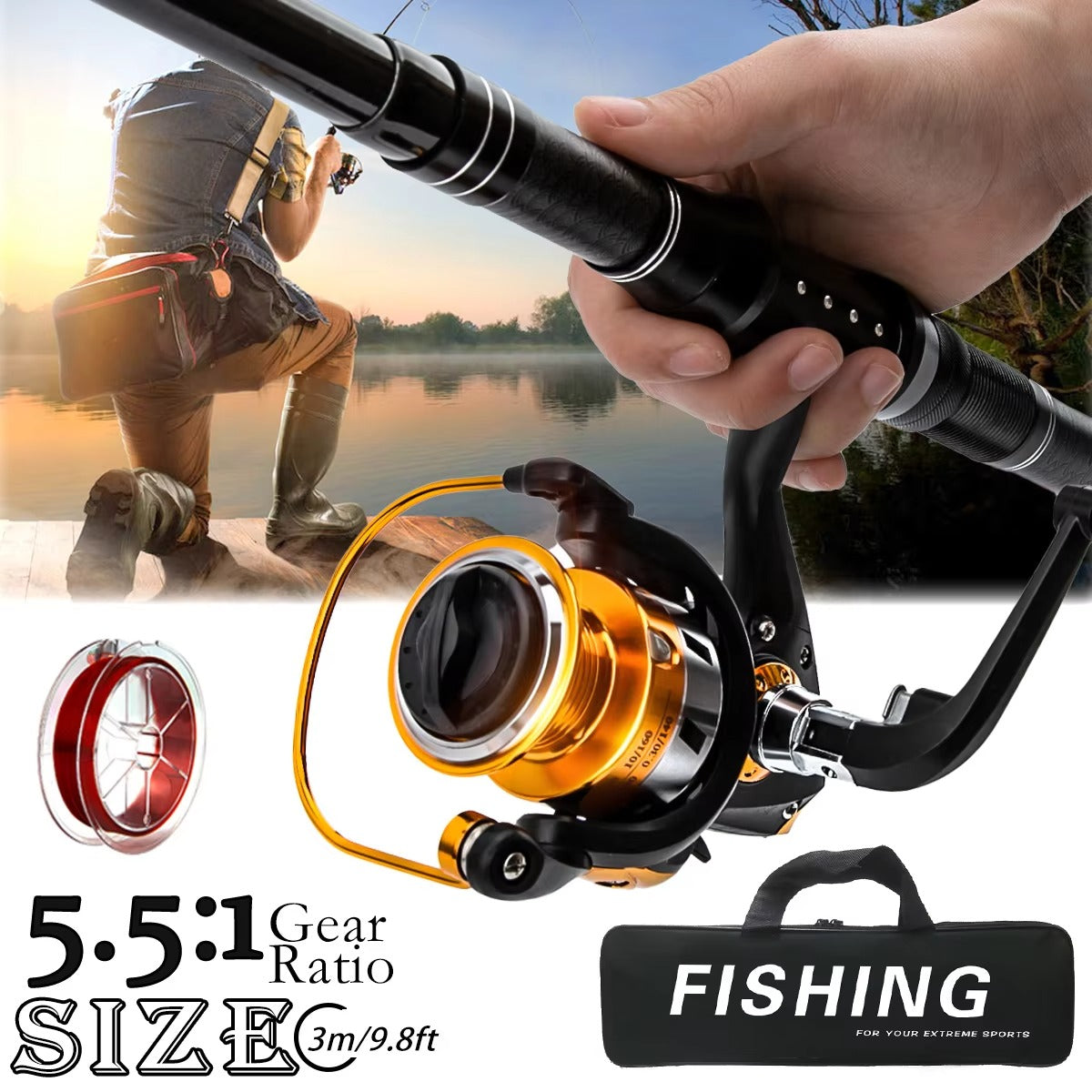 Wholesale Portable Telescopic Carbon Fiber Rod & Reel Combo