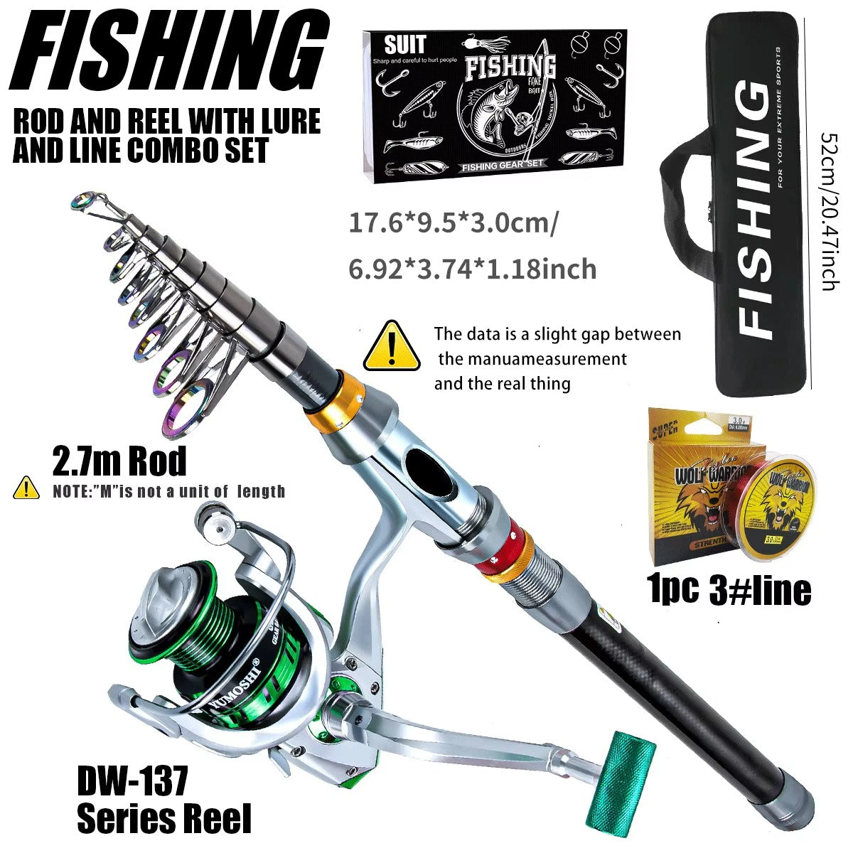 Wholesale Telescopic Fishing Rod & Reel Combo – With Lure & Line, Saltwater (Sea Bass/Tuna)