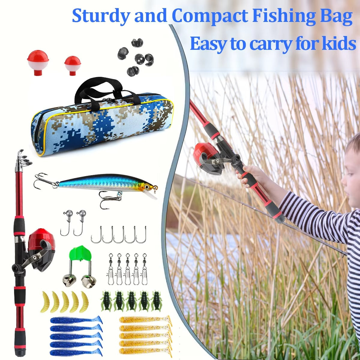 Wholesale 1.8M Portable Telescopic Spinning Rod & Reel Combo