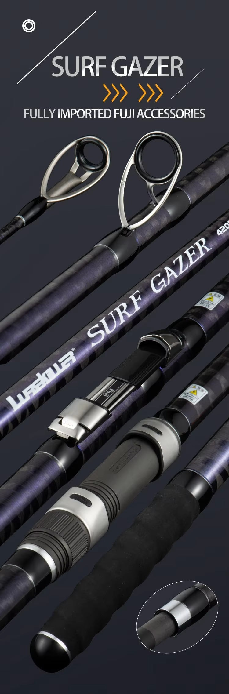 Lurekiler 4.2m 3-Section Carbon Fiber Surf Casting Rod – FUJI Guides, Sea Fishing